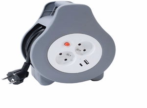 Montis MT188 – suvyniojamas 10 m ilginimo laido būgnas su USB ir 2 elektros lizdais