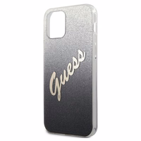 Guess GUHCP12LPCUGLSBK iPhone 12 Pro Max 6.7" juoda/juoda kietas dėklas Glitter Gradient Script