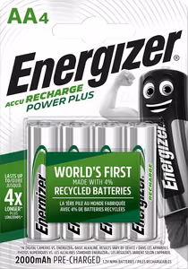 Energizer Power Plus AA HR6 2000mAh rechargeable battery, 4 pieces