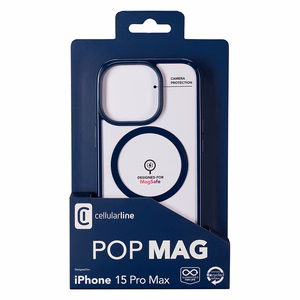 Cellularline Pop Mag dėklas, skirtas iPhone 15 Pro Max, suderinamas su MagSafe, mėlynas