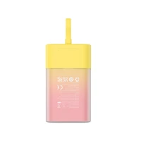 Baseus Popsicle 5200mAh 20W išorinė baterija su įmontuotu Lightning kabeliu (+ baltas Baseus Simple USB-C - USB-C 60W/20V/3A/30cm kabelis) - geltona-rožinė