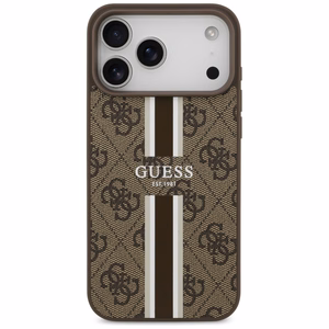 GUESS dėklas telefonui IPHONE 17 Pro Max, suderinamas su MagSafe GUHMP17XP4RPSW (4G Printed Stripes), rudas
