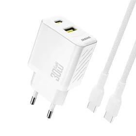 Dudao A27TCEU PD 30W GaN USB-A USB-C Wall Įkroviklis with USB-C Laidas - Baltas
