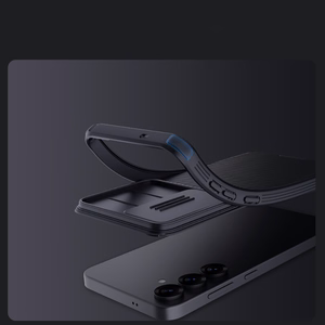 Nillkin CamShield Pro dėklas telefonui Samsung Galaxy S25 su kameros dangteliu - Juodas