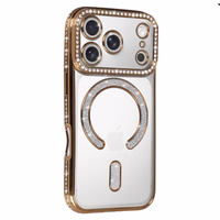 Bling Magsafe auksinis dėklas telefonui iPhone 17 Pro