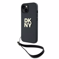 DKNY Dėklas telefonui su dirželiu ir logotipu iPhone 14 / 15 / 13 - juodas