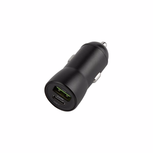 "Maxlife MXCC-04 PD QC automobilinis įkroviklis 1x USB-C 1x USB 20W juodas + USB-C - Lightning kabelis 27W