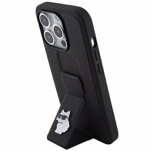 Karl Lagerfeld Gripstand Saffiano Choupette Pins dėklas telefonui iPhone 14 Pro Max - juodas