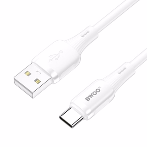 BWOO 3A silikoninis laidas X329C USB - USB-C 1m baltas