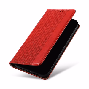 Magnetinis dirželio dėklas telefonui iPhone 14 Pro Max su atverčiamu dangteliu, mini pinigine, stovu ir dirželiu, raudona