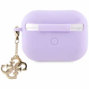 Guess GUAP2LECG4U dėklas AirPods Pro 2 dangteliui - violetinė skysta silikoninė blizganti trikampė pakabukas