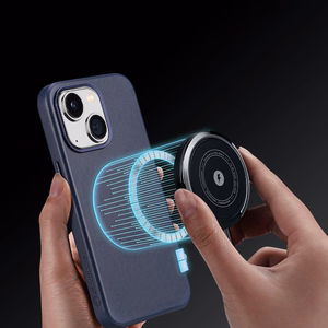Dux Ducis Naples dėklas iPhone 14 Plus magnetinis odinis dėklas MagSafe mėlynas