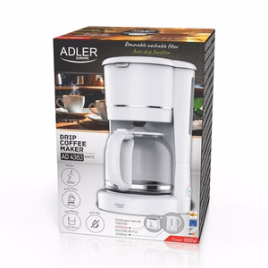 Adler AD 4383w Filtrinė kavavirė maltai kavai 1,5 l balta