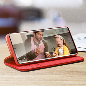 Dux Ducis Hivo dėklas Samsung Galaxy S23+ atverčiamas dėklas su pinigine ir RFID apsauga raudonas