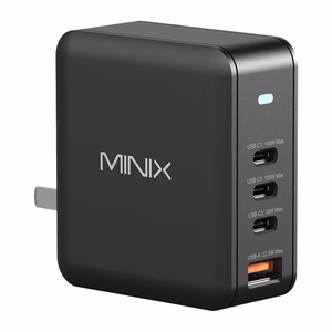 Minix P165 GaN sieninis įkroviklis su 3x USB-C ir 1x USB-A prievadais