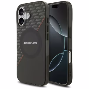 AMG Dvigubo sluoksnio permatomas rombų magnetinis dėklas telefonui iPhone 17 - juodas ir raudonas