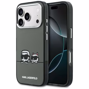 Karl Lagerfeld IML Karl & Choupette Peekaboo Logo MagSafe Dėklas for iPhone 17 Pro - juodas