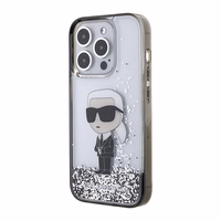 Karl Lagerfeld Liquid Glitter Ikonik dėklas telefonui iPhone 15 Pro - skaidrus