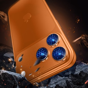 Grūdintas stiklas Tel Protect 95% AR+AF, visiškai metalinė kameros apsauga iPhone 17 Pro Max kamerai, mėlyna (kameros salelė)