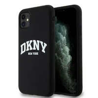 DKNY Skystas silikoninis baltas spausdintas logotipas magnetinis dėklas telefonui iPhone 11/Xr - juodas