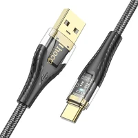 Kabelis USB A į USB C Hoco 2,4A 1,2 m U121 juodas permatomas