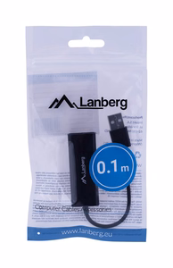 Lanberg NC-0100-01 kabelių sąsaja / invertavimo adapteris USB-A RJ-45 Juoda