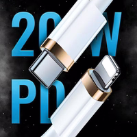 USAMS Laidas U63 USB-C na Lightning 1,2m20W PD Fast Charge juodas SJ484USB01 (US-SJ484)