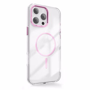Skaidrus Thin Mag dėklas iPhone 17 Pro 6,3", rožinis