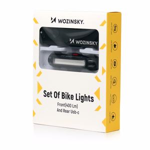 Wozinsky WSBLB2 priekinio (400 lm) ir galinio USB-C dviračio žibintų rinkinys – juodas