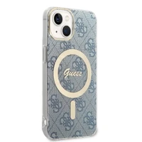 Rinkinys Guess GUBPP14MH4EACSB dėklas + įkroviklis iPhone 14 Plus 6.7" mėlynas/mėlynas kietas dėklas 4G Print Magnetinis