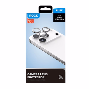 Rock Pure Series Kameros objektyvo stiklas ant iPhone 17 kameros (2 vnt.) juodas