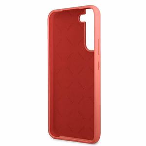 Guess GUHCS22MLSLMGFU S22+ S906 fuksija/fuksija kietas dėklas Silicone Script Metal Logo