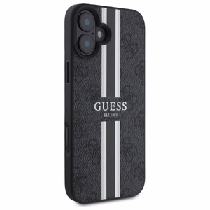 Guess 4G Printed Stripes Magnetinis dėklas iPhone 16 - juodas
