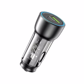 YESIDO AUTOMOBILIO ĮKROVIKLIS Y49 PD 30W QC3.0 18W USB-A+C JUODAS