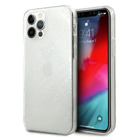 Guess GUHCP12L3D4GTR iPhone 12 Pro Max 6.7" skaidrus kietas dėklas 4G 3D rašto kolekcija