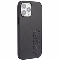 Audi sintetinės odos dėklas telefonui iPhone 13 Pro Max 6.7" juodas/juodas kietas dėklas AU-TPUPPCIP13PM-TT/D1-BK