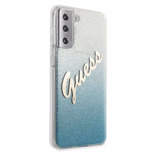 Guess GUHCS21MPCUGLSBL S21+ G996 синий/синий жёсткий чехол Glitter Gradient Script