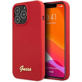 Dėklas Guess GUHCP13XLSLMGRE iPhone 13 Pro Max 6.7" raudona/bordo kietas dėklas Silikoninis Vintage Auksinis Logotipas