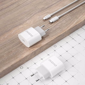 Dudao A14EUC PD 20W USB-C sieninis įkroviklis su kabeliu - baltas