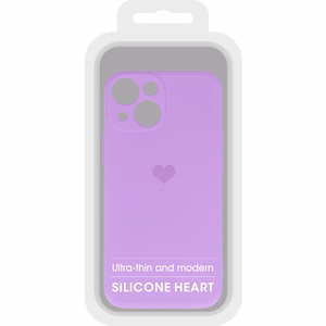 Silikoninis širdies dėklas telefonui Iphone 14 Plus, dizainas 1, violetinis