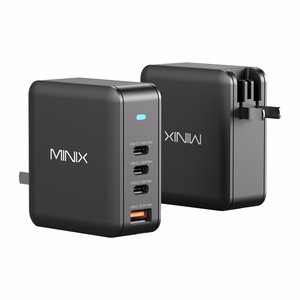 Minix P165 GaN sieninis įkroviklis su 3x USB-C ir 1x USB-A prievadais