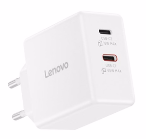 Lenovo Dual USB-C 65W GaN G0A6065WEU – dviejų USB-C jungčių GaN įkroviklis, 65 W