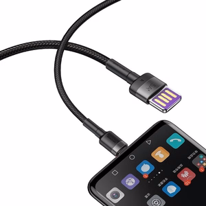Baseus Cafule USB-C kabelis Huawei SuperCharge, QC 3.0, 5A 1m (juodas + pilkas)