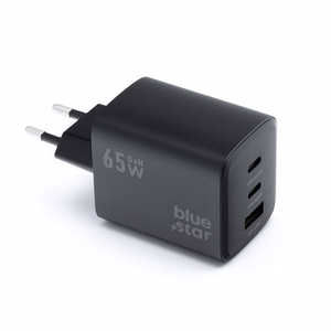 BLUE STAR kelioninis įkroviklis GaN 4A 65W 2 x Type C + USB A PD QC4.0 VT-43 juodas