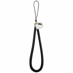 Juodas „Hello Kitty Nylon Cord Kitty Head“ telefono pakabukas