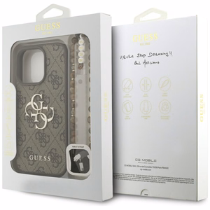 Guess 4G Strap 4G Classic Logo dėklas telefonui iPhone 16 Pro - ruda