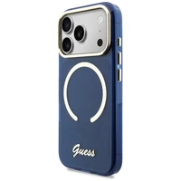 Guess IML Script Metal MagSafe Case for iPhone 17 Pro Max - Blue