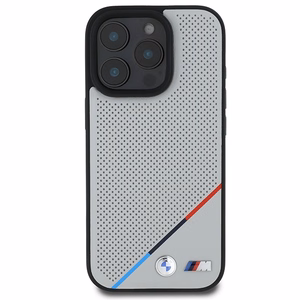 BMW M perforuota trispalvė linija Magnetinis dėklas iPhone 16 Pro - pilkas