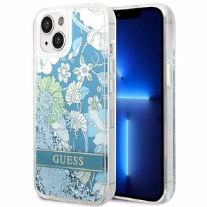 Guess GUHCP14SLFLSN iPhone 14 6.1 "žalias kietas dėklas Flower Liquid Glitter