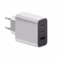 Cuktech 65W GaN sieninis įkroviklis 2xUSB-C 1xUSB-A pilkas